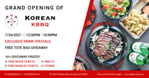 MGD KOREAN BBQ GRAND OPENING - AYCE KBBQ FOOD AND DRINK SPECIALS- GIVEAWAY RAFFLE: ANGELS TICKETS, AMC TICKETS, 50 in TV AND MORE @ The Row on Harbor | La Habra | California | United States