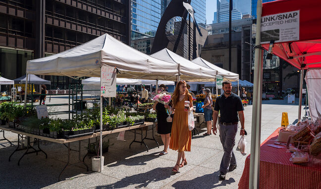 The Daley Plaza City Market in Daley Plaza in Chicago's Loop; June 2021.